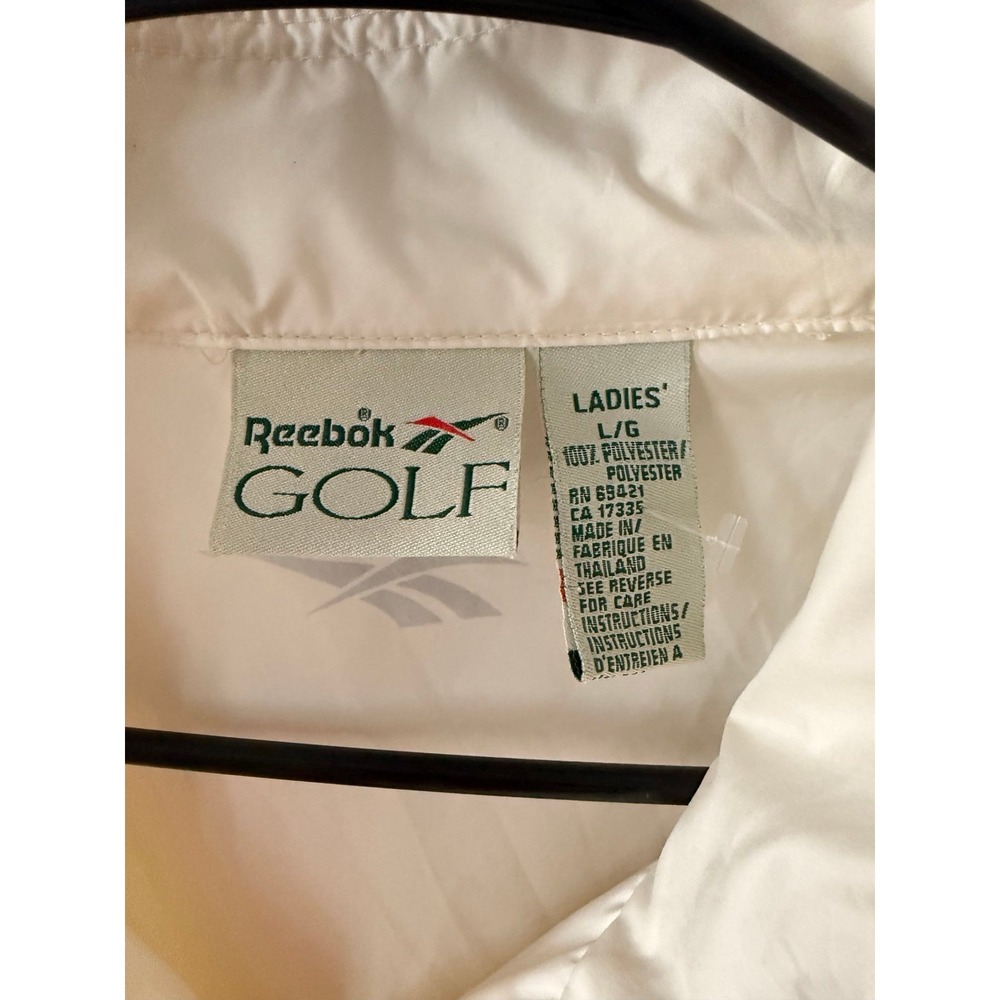 Vintage REEBOK GOLF ivory track‎ jacket windbreaker women's lg zip pocket